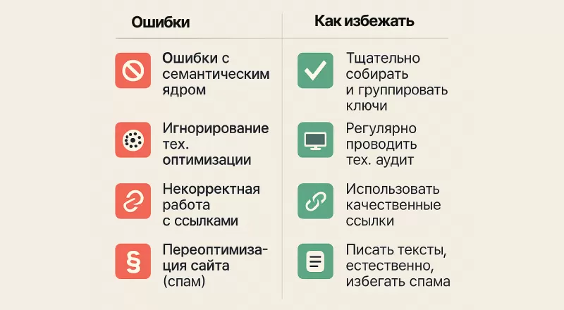 Частые ошибки SEO-специалистов